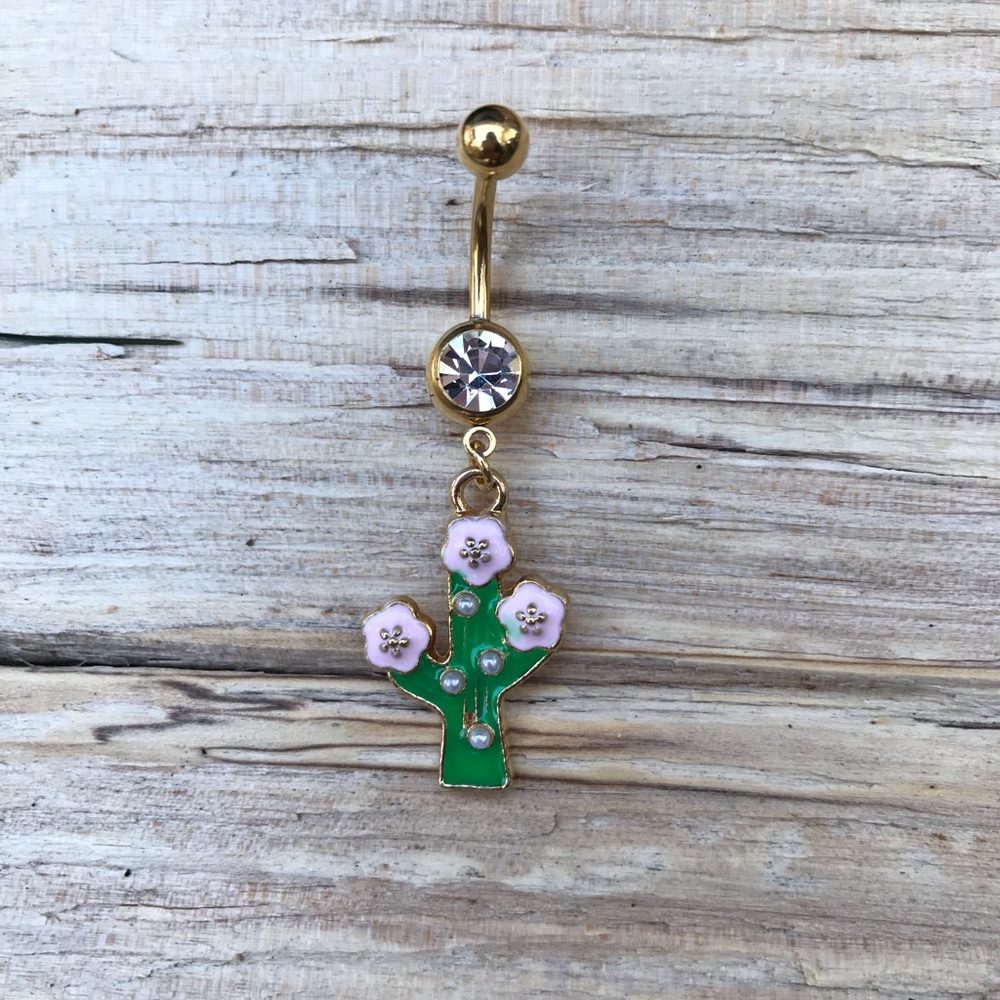 Gold Cactus Belly Button Navel Ring‎